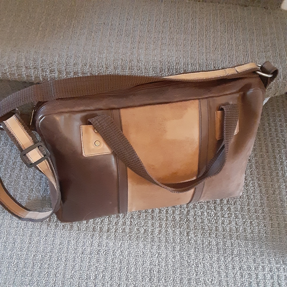 Vintage Genuine Leather Travel Tote Bag -Brown
